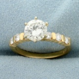 1.5ct Tw Diamond Engagement Ring In 18k Yellow Gold