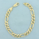 Mens Heavy 9 Inch Figaro Link Chain Bracelet In 14k Yellow Gold