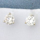 1ct Tw Diamond Stud Earrings In 14k White Gold Martini Settings