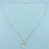 3/4ct Tw Radiant Diamond Pendant On Cable Link Chain In 14k White Gold