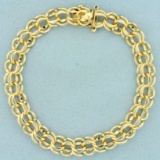 8 Inch Double Link Charm Bracelet In 14k Yellow Gold
