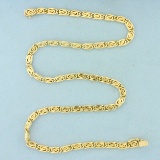 18 Inch Scroll Link Chain Necklace In 14k Yellow Gold