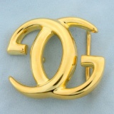 Authentic Gucci Vintage Unisex Large Gg Goldtone Belt Buckle