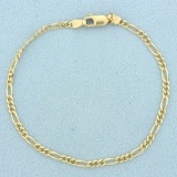 Italian Made Figaro Chain Bracelet In 14k Yellow Gold