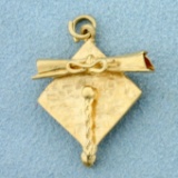 Graduation Cap And Diploma Pendant Or Charm In 14k Yellow Gold