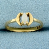 Vintage Opal Solitaire Ring In 14k Yellow Gold