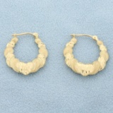 Diamond Cut Heart Hoop Earrings In 14k Yellow Gold