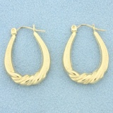 Designer Elongated Hoop Earrings In 14k Yellow Gold