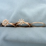 Effy Diamond Flower Three Ring Set In 14k Rose Gold