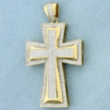 Large Diamond Cross Pendant In 10k Yellow Gold