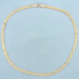 Italian Made 18 Inch Braided Herringbone Link Chain Necklace In 14k Yellow Gold