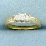 Three Stone Diamond Engagement Ring In 14k Yellow Gold