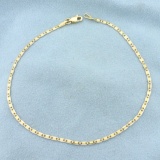 Italian Made 9 Inch Two Tone Anchor Link Anklet In 14k Yellow And White Gold