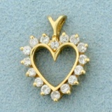 Diamond Heart Pendant In 14k Yellow Gold