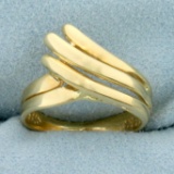 Abstract Wave Design Gold Ring In 10k Yellow Gold