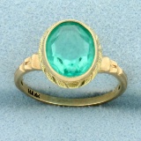 Vintage Green Quartz Ring In 10k Yellow Gold
