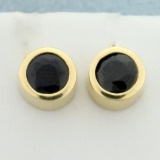 1ct Tw Sapphire Earrings In 14k Yellow Gold