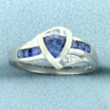 1ct Tw Lab Sapphire And Diamond Ring In 10k White Gold