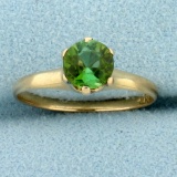 Green Garnet Solitaire Ring In 10k Yellow Gold