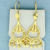 Diamond Cut Chandelier Dangle Earrings In 14k Yellow Gold