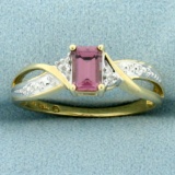Morganite And Diamond Ring In 14k Yellow Gold