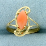 Pink Coral Ring In 14k Yellow Gold
