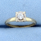 Vintage Diamond Engagement Ring In 14k Yellow And White Gold