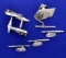 Diamond And Star Sapphire Cuff Links, Tie Tack, And Tuxedo Stud Set In 14k White Gold