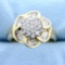 Over 2ct Tw Diamond Flower Design Ring In 14k Yellow And White Gold