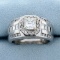 Men's 2 1/2ct Tw Princess Cut Diamond Statement Ring In 14k White Gold