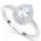 Aquamarine & Diamond Halo Ring In Sterling Silver