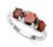 Classic Garnet 3-stone Ring In Sterling Silver