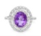 Huge Double Halo Amethyst And White Sapphire Statement Ring In Sterling Silver
