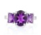 Classic Large Amethyst 3-stone Ring In Sterling Silver