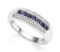 Sapphire & Diamond Line Ring In Sterling Silver