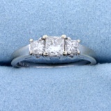 1ct Tw Three Stone Princess Cut Diamond Engagement Ring Or Anniversary Ring In 14k White Gold