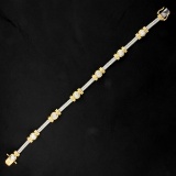 Designer 1.5ct Tw Diamond Bracelet In 14k Yellow And White Gold