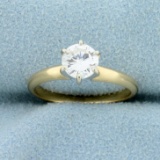 2/3 Ct Solitaire Diamond Engagement Ring In 14k Yellow And White Gold