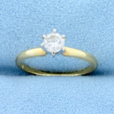 1/3ct Solitaire Diamond Engagement Ring In 14k Yellow And White Gold