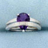 1.7ct Amethyst & Diamond Ring In Sterling Silver