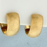 Double Sided High Polish And Satin Finish Hoop Earrings In 14k Gold