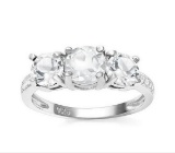 Classic White Topaz 3-stone Ring In Sterling Silver