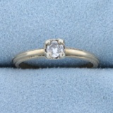 Vintage 1/5ct Solitaire Diamond Engagement Ring In 14k Yellow Gold