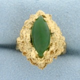 Designer 3ct Natural Jade Ring In 14k Yellow Gold