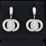 1ct Tw Diamond Marriage Symbol Dangle Earrings In 14k White Gold