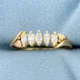 Vintage 1/2ct Tw Marquise Diamond Wedding Or Anniversary Ring In 10k Yellow And Rose Gold
