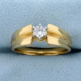 1/4ct Solitaire Diamond Engagement Ring In 14k Yellow Gold