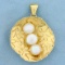 Italian Made Akoya Pearl Pendant In 14k Yellow Gold