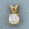 3/4ct Solitaire Diamond Pendant In 14k Yellow Gold