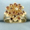 Garnet And Diamond Starburst Ring In 14k Yellow Gold